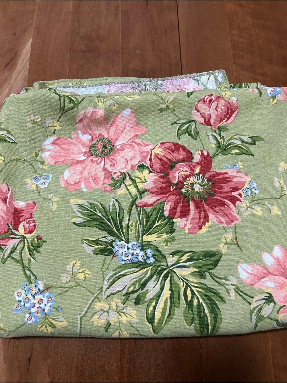 Vintage Floral Tablecloth Pink Peonies Sage Green 60x90 Rectangle Cottagecore